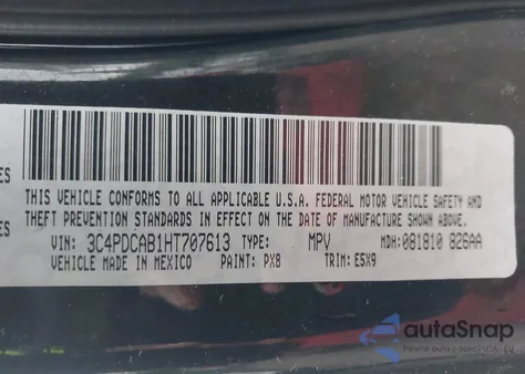 2017 Dodge Journey Se from USA, damaged, VIN 3C4PDCAB1HT707613